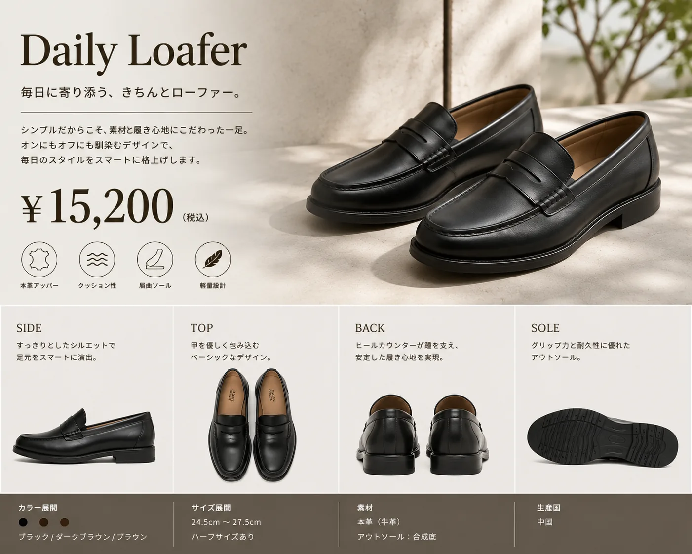 Daily Loafer ブラックのローファー